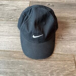 Nike Infant Black Baseball Cap Adjustable Strap Embroidered Swoosh
